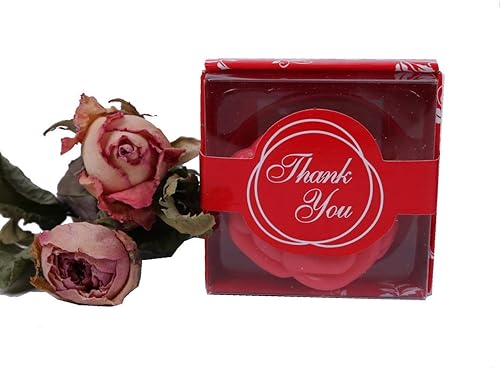 Miniatura 5 de Paquete de 24 recuerdos de jabón de rosas rojas perfumadas hechas a mano, recuerdos de fiesta de boda para invitados, regalos de despedida de