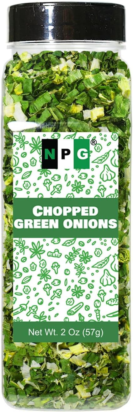 NPG Freeze Dried Chopped Green Onions 2 Oz, All Natural Non-GMO Gluten Free, Dry Green Onions, Dried Scallions, Gourmet Spring Green Onions for Cooking, Salads, Garnish