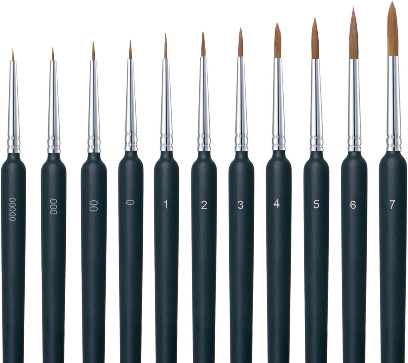 Miniature Paint Brushes, 11 Pcs Detail Paint Brush Set with Ergonomic Handle, Suitable for Acrylic Painting, Oil, Watercolor, Paint by Numbers for Adults