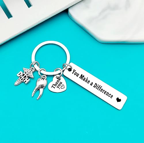 Miniatura 4 de Xiahuyu Llavero de regalo de higienista dental, regalos de agradecimiento al dentista, llavero con texto en inglés You Make a Difference, regalo