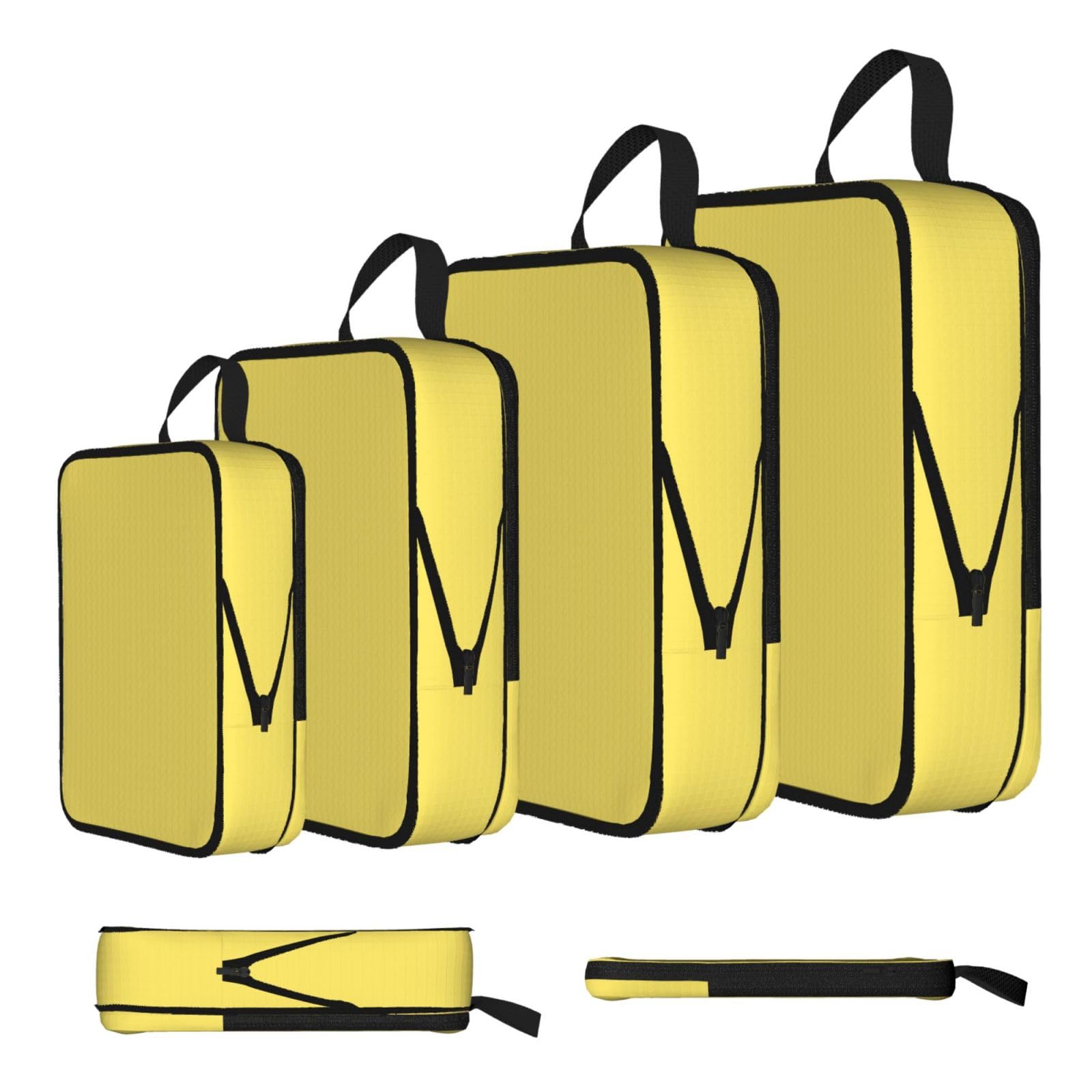 Sxzvvbn Black Bright Yellow Compression Packing Cubes 4 Piece Set