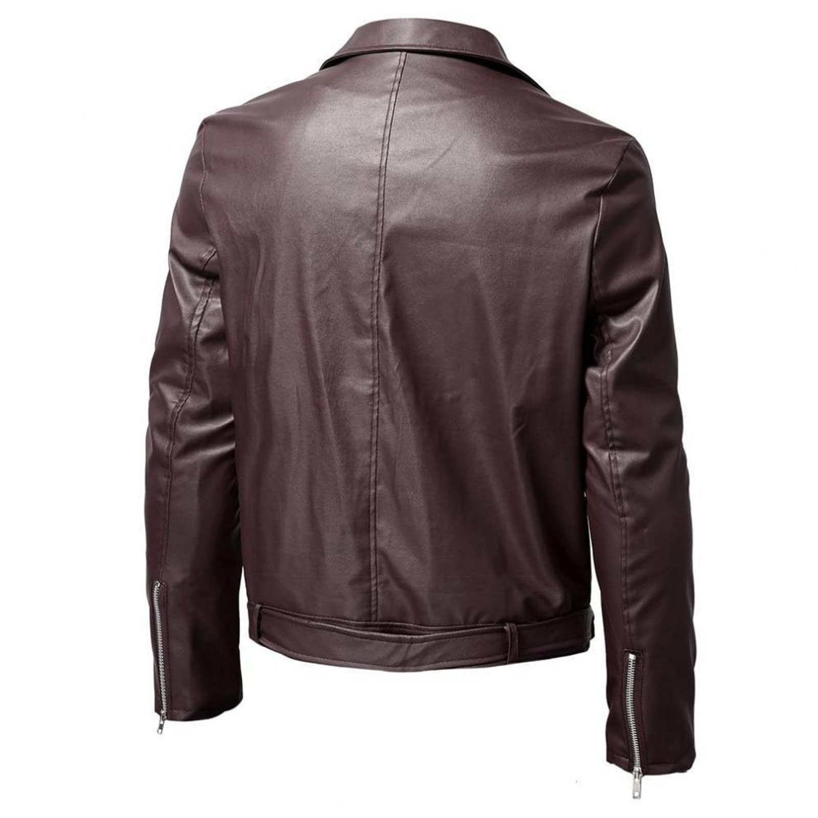 NUSGEAR Chaqueta de cuero Hombre Otoño Invierno Moda Abrigo gótico punk Chaqueta PU Deportivo bomber cremallera impermeable moto bolsillo Outwear solapa Tops Clásico Talla grande 2024