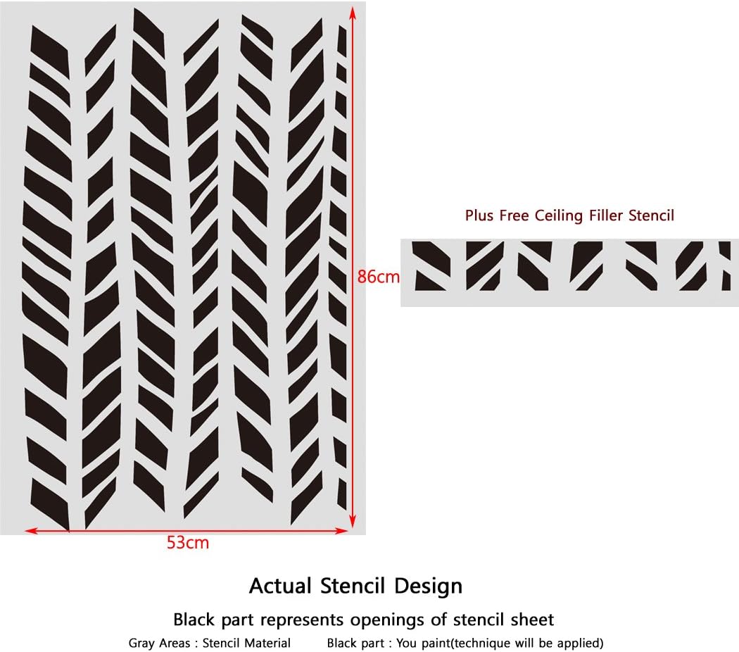Herringbone Pattern Allover Zoe Stencil - Reusable Wall Stencil for DIY Decor