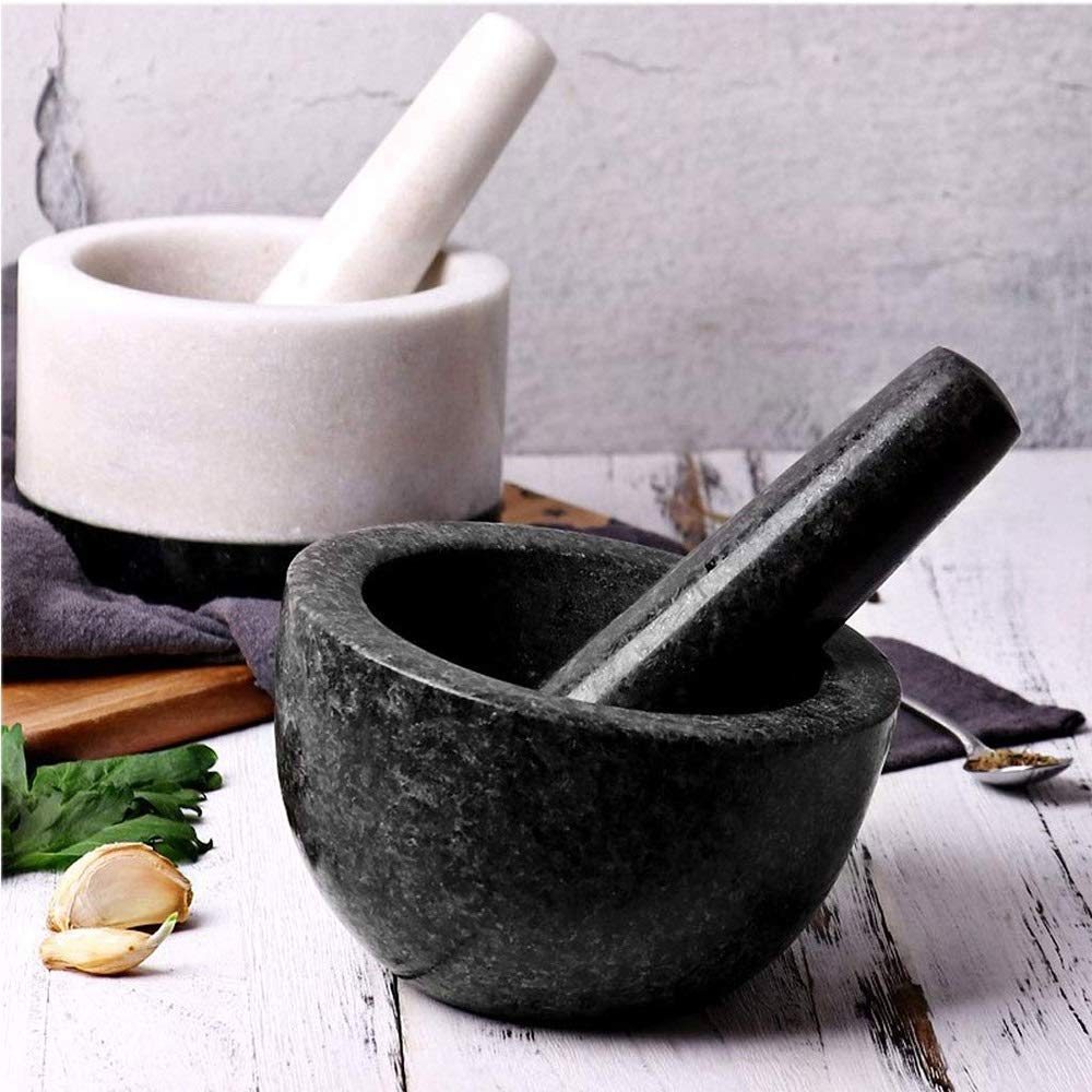 RWRAPS Mörser und Stößel, Marmor-Mörser- und Stößel-Set – Mahlschalenhalter aus massivem Marmorstein für Kräuter, Gewürze, Knoblauch, Küche, Kochen