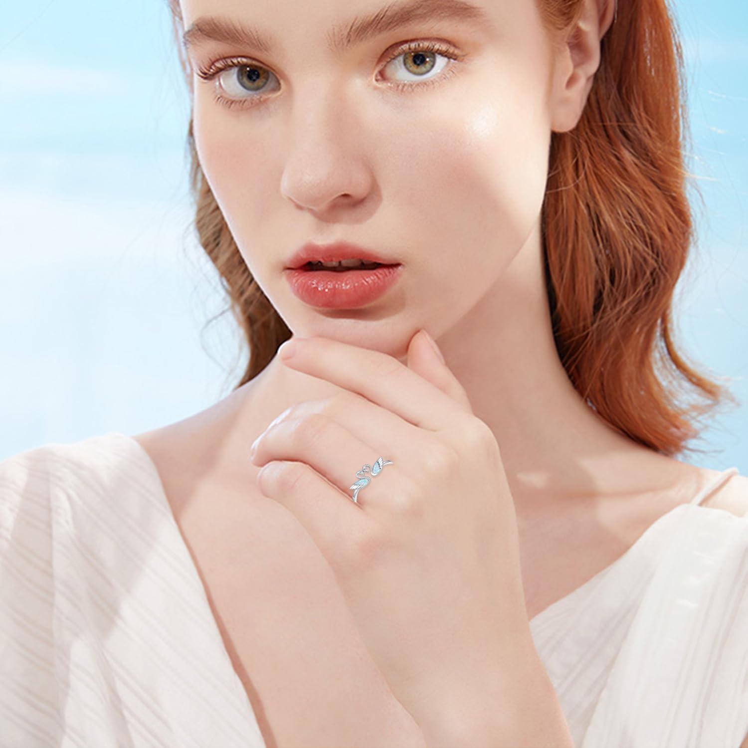 TYSO Swan Jewelry 925 Sterling Silver Open Heart Shape Adjustable Ring - Birthday Gifts for Women - Image 4