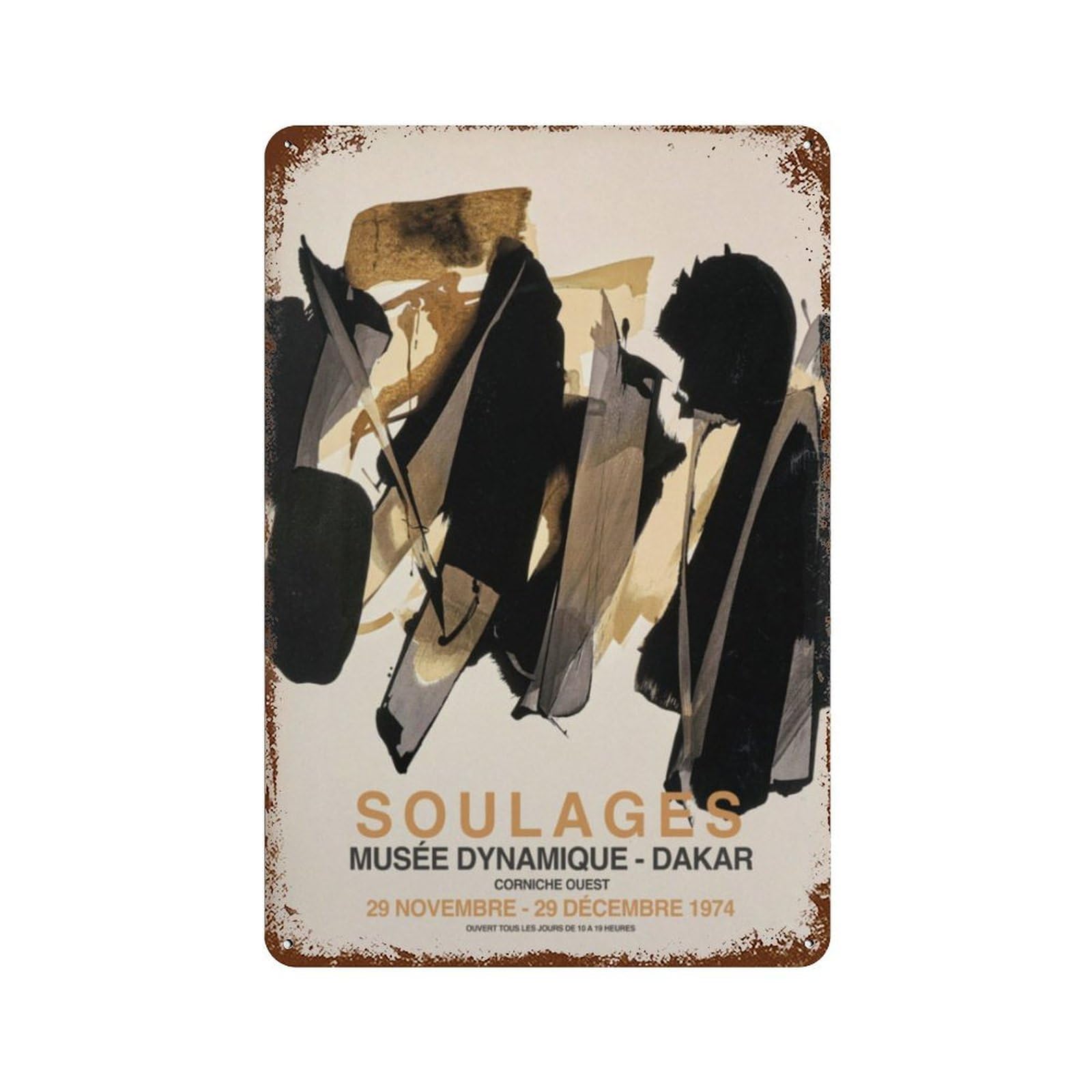 xiaoxiaoshen Soulages Exhibition Abstract Wall Decor Art Metal Tin Poster Modern Home Decor Art Home Bar Shop Decorations Vintage Sign 30x20cm