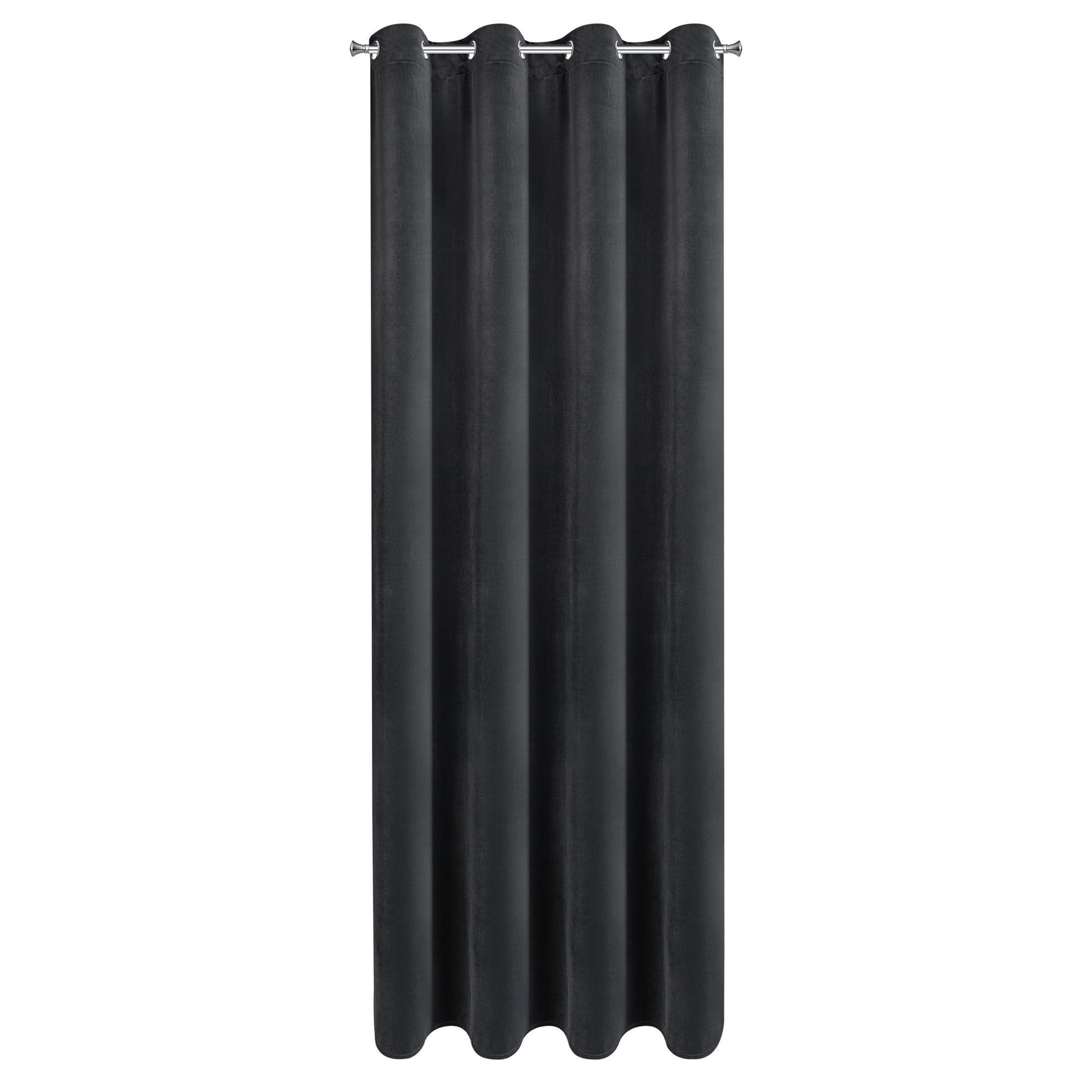 Eurofirany Nita Rideau Occultant en Velours, 100% Opaque et Isolant Thermique, Rideau à Œillets pour Chambre et Salon, 140x250 cm – Noir