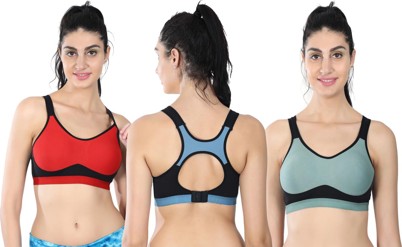 empisto Adjustable Cotton Non Padded Daily Workout Sports Bra Combo for Women and Girl English Color-picture-32