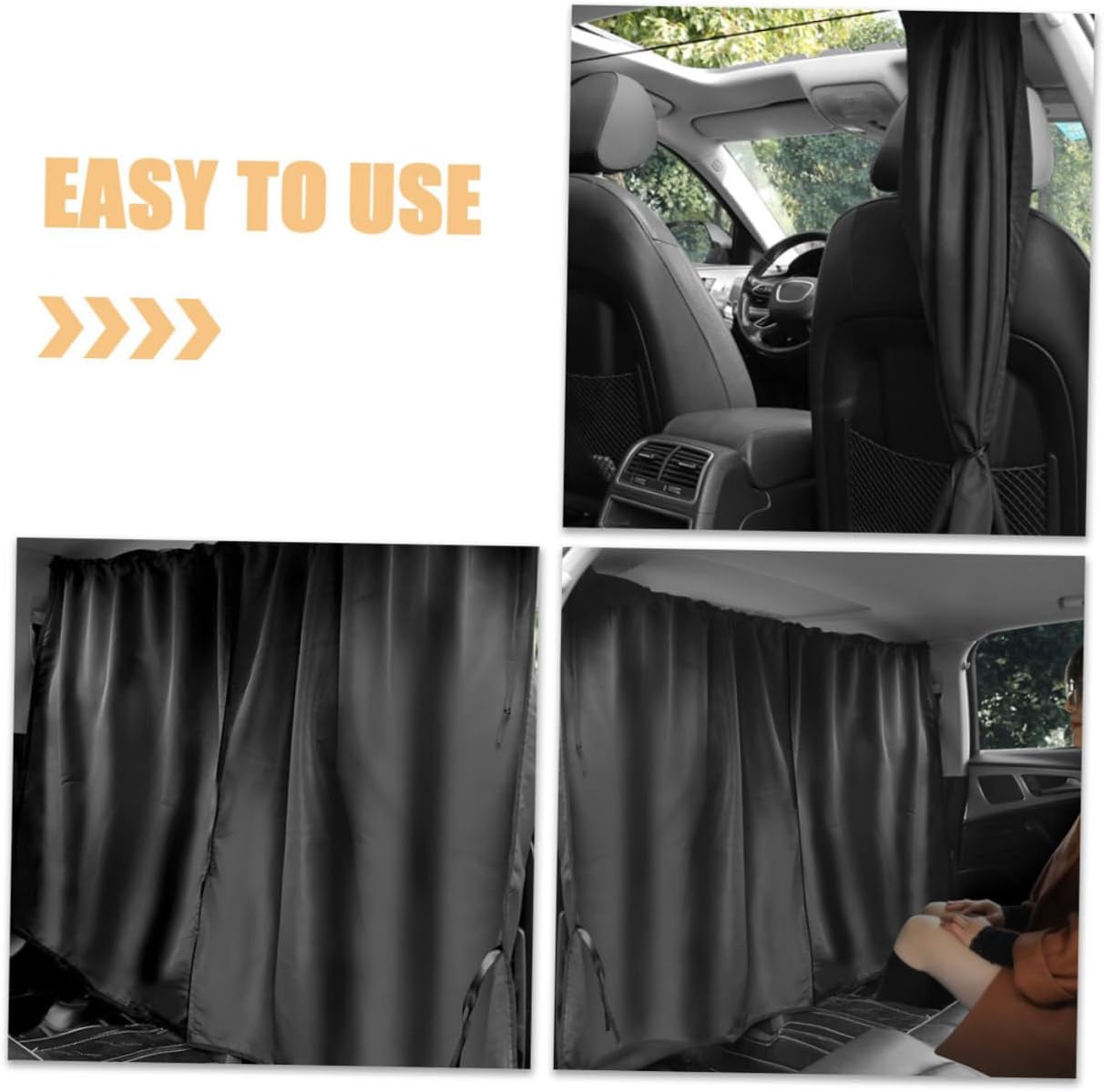 Mikinona Car Divider Curtain Insulation UV Protection Car Window Privacy Shade Easy Install Partition Shield for Front and Rear Seats Portable Blackout Sunshade for Comfortable Driving