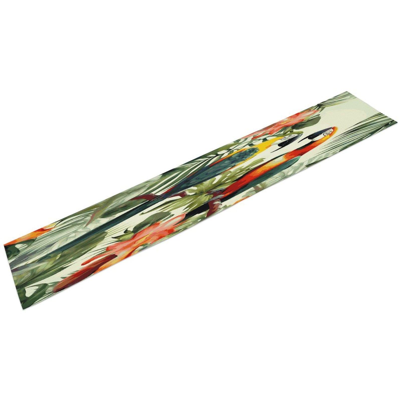 Toucans Parrot Palm Tree Leaves Table Runner Personality Patterned Linen Table Runner Wrinkle Resistant Tablemat Country Rustic Farmhouse Tables Runners Kitchen Dining Table Decoration