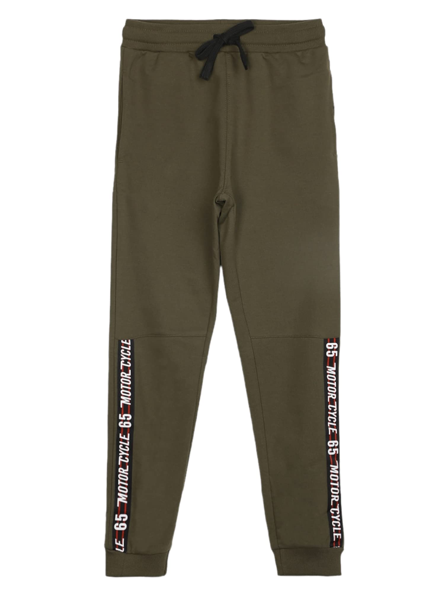 Alan Jones Clothing Boys Solid Tapped Cotton Joggers Track Pants