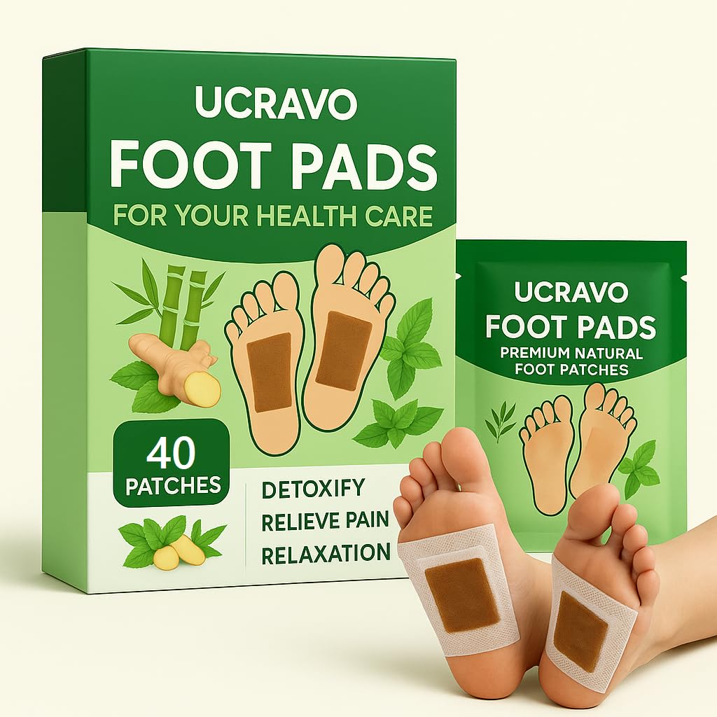 UCRAVO 40 Pcs Foot Pads – Premium Herbal Detox Patches for Pain, Toxin Removal & Overnight Foot Care Detox Foot Patches – Natural Foot Pads for Swelling, Stress, Odor & Energy Boost-image-27