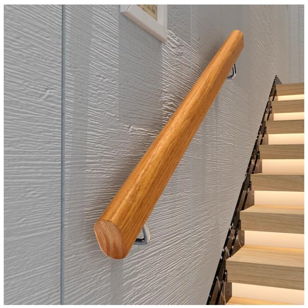 Rambarde murale en bois avec support barre d appui securite escalier