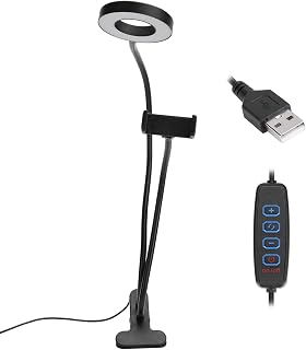 plplaaoo LED Fill Light with Cell Phone Holder and Clip,2in 1 LED Selfie Ring Light, Adjustable Desk Lamp, Upgraded Dimmable LED Ringlight for Live Stream, Photography, Zoom Meeting