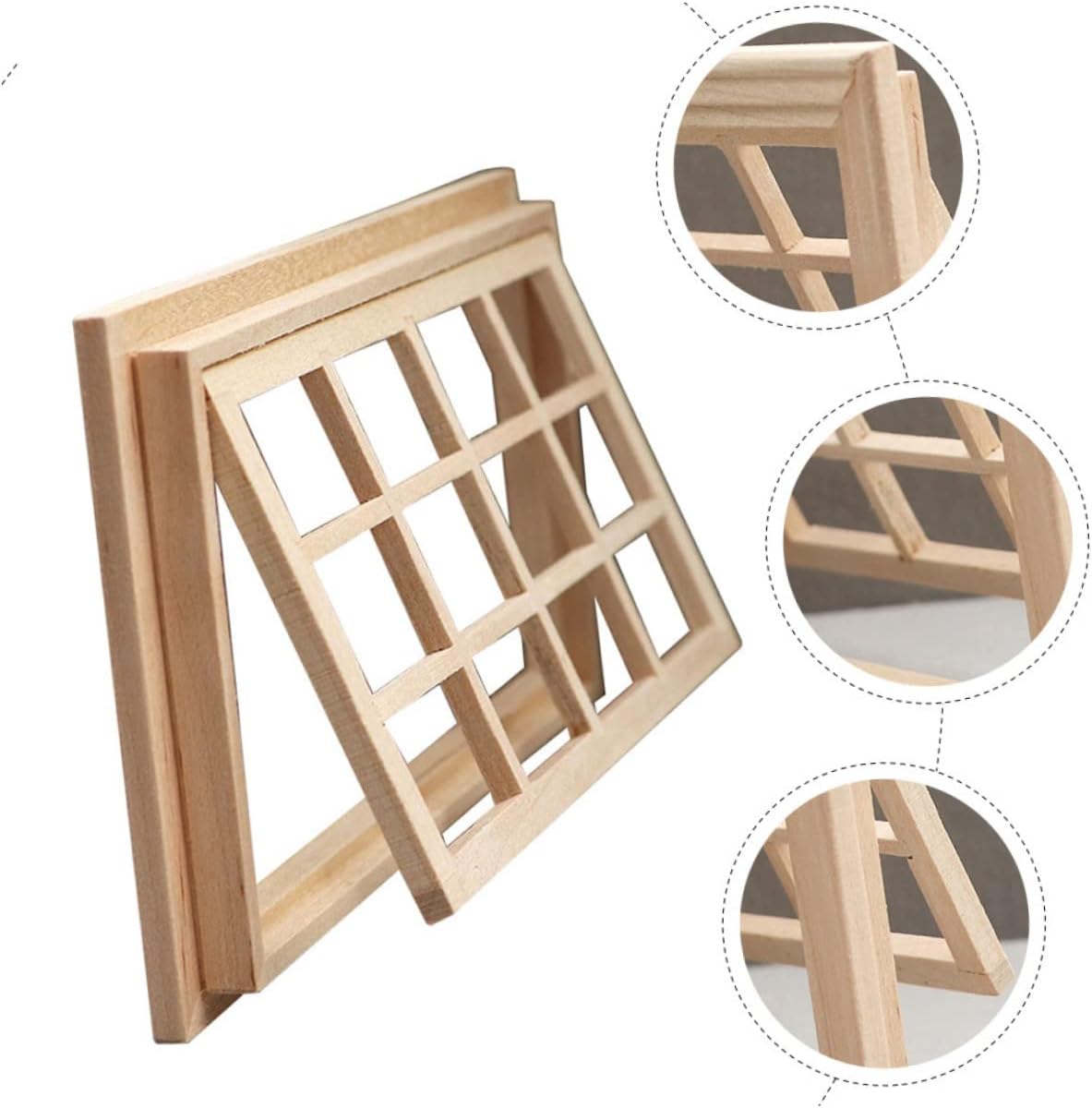 5pcs Decorative Mini Window Frame Model for Mini House Decor Beige Window Design for Miniature Gardens and Home Scenes for Crafting Miniature Furniture and Adornments