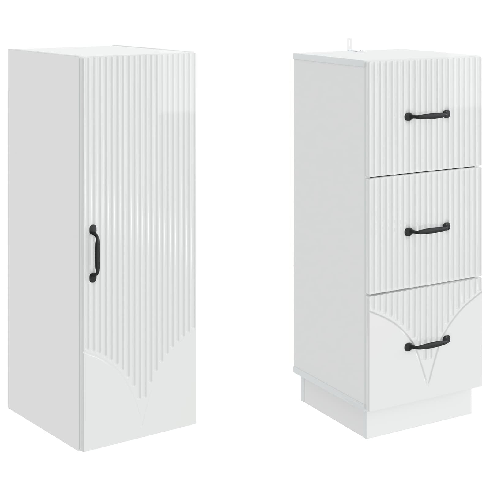 Set di Armadi 2 Pcs Bianco Lucido 33 x 34,5 x 87 cm