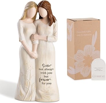 Storieme Sister Figurine, Hand-Painted Birthday Gift for Bestie Women | 7.5" hand-painted resin statue with gift-ready box, Heartwarming Christmas/everyday gift for best friend BFF, home decor