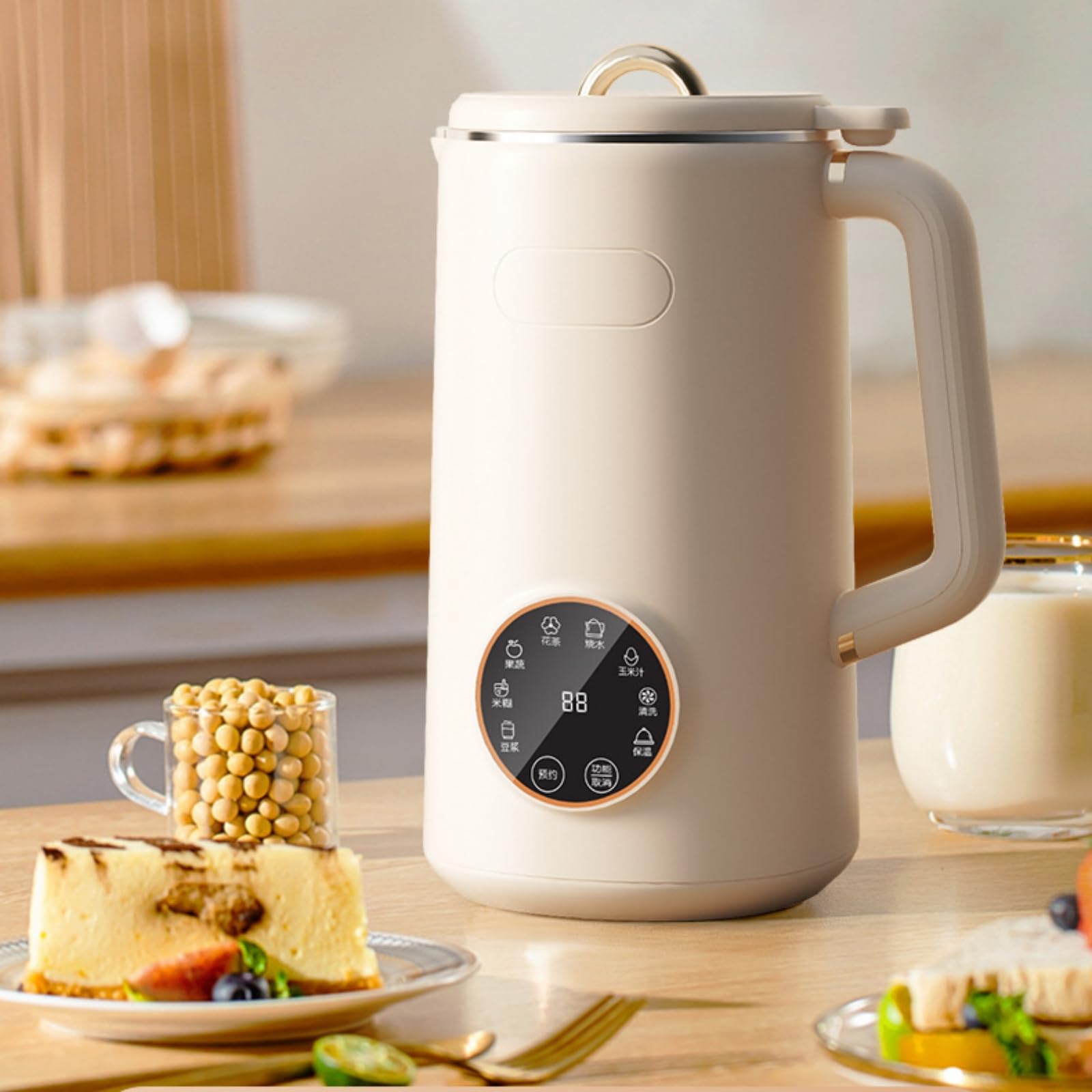 Automatyczna maszyna do mleka orzechowego 1000 ml, wielofunkcyjna maszyna do mleka migdałowego i sojowego, 8 trybów, automatyczne czyszczenie, utrzymywanie ciepła, maszyna do mleka z roślin