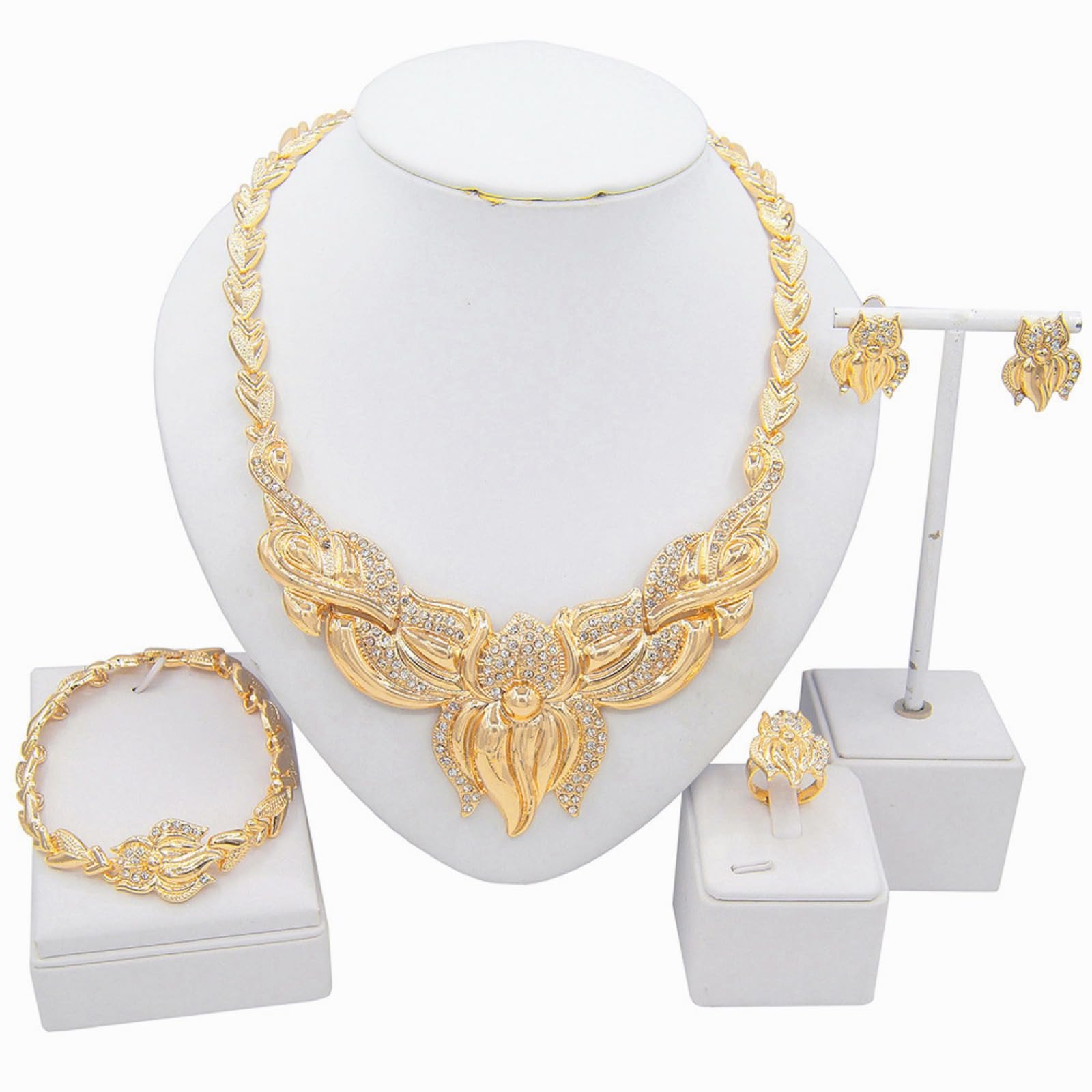 4 Pcs Brillentoweżki set do pani w zimnej smoczkowej szlachetności krawędź do rękawu, kolka do kątowania i parałek do okrągłych pierścieni do婚禮、晚宴、派對女士