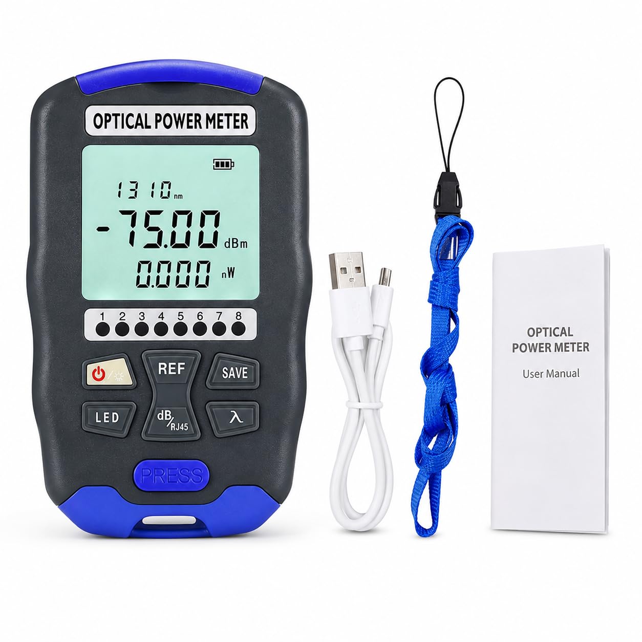 Nimomo 3 in 1 Optical Power Meter, 850 to 1650nm Fiber Optic Power Meter & Cable Tester, Rechargeable, Universal Interface, Fault Locator Function