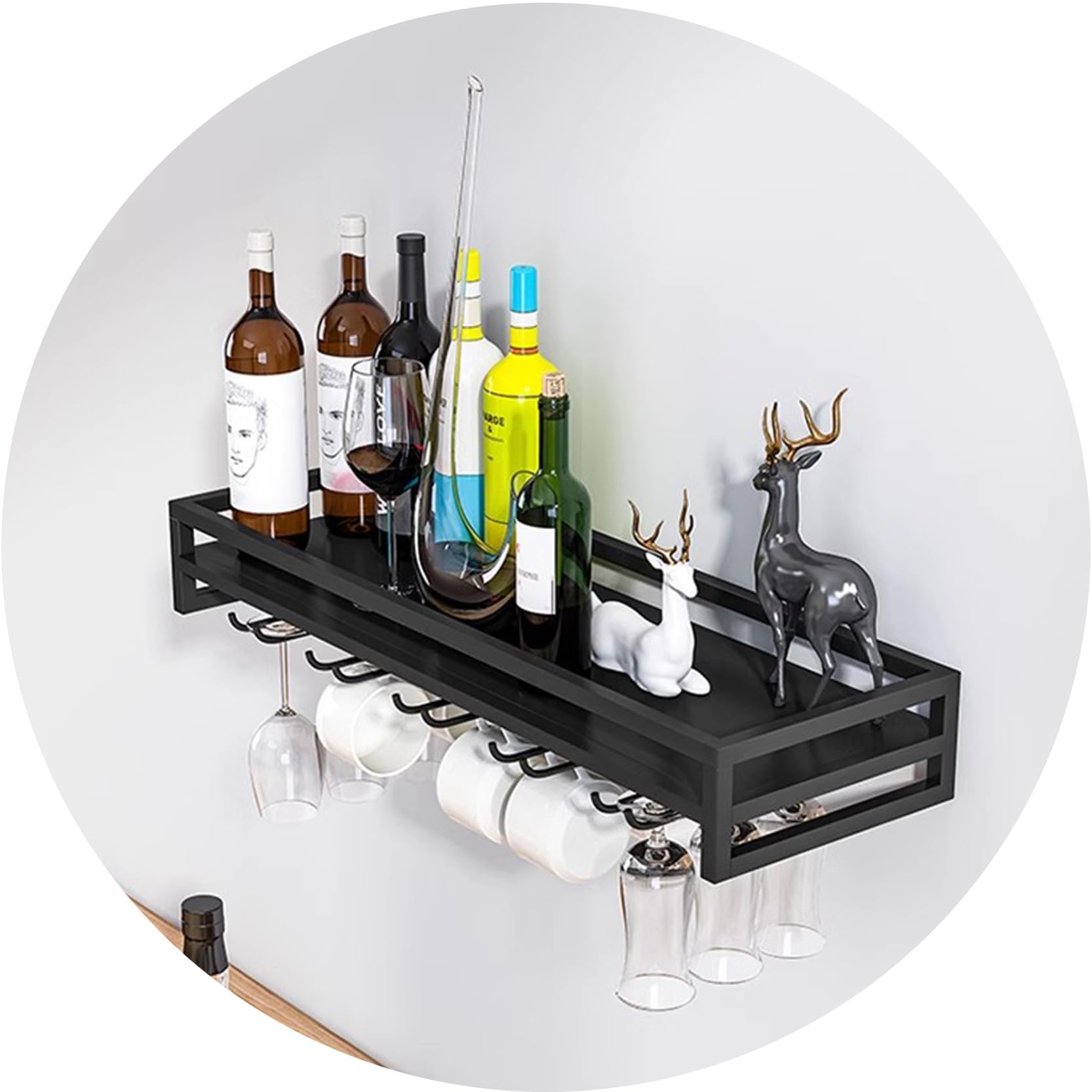 Étagère à vin murale design flottant support verres haut de gamme pour cuisine et bar