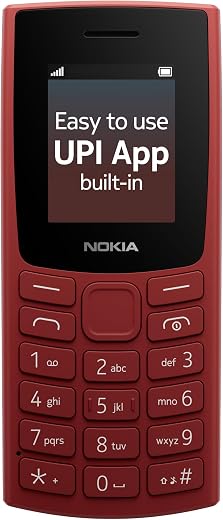 Nokia All-New 105 Single Sim Keypad Phone with Built-in UPI Payments, Long-Lasting Battery, Wireless FM Radio | Red