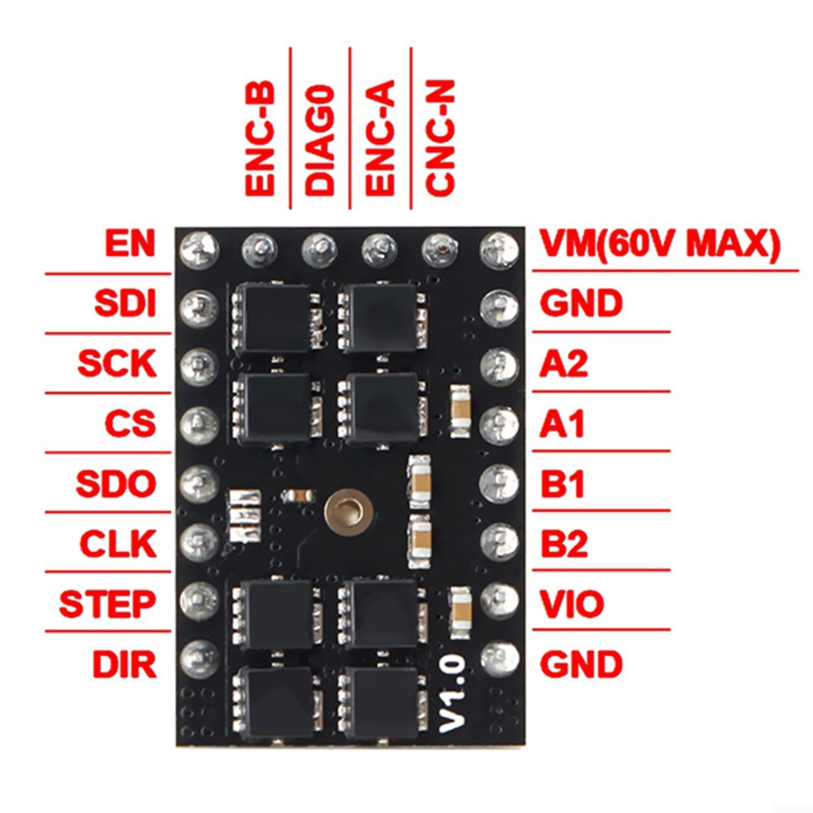 TMC5160 Pilote de moteur pas à pas pour imprimante 3D silencieux avec dissipateur thermique