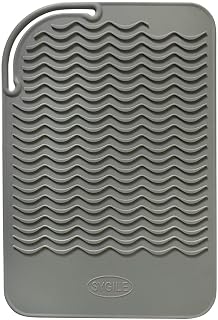9" X 6.5" Silicone Heat Resistant Travel Mat, Anti-Heat Pad Cover for Hair Straighteners, Curling Irons, Flat Irons and Other Hair Styling Tools - Gray