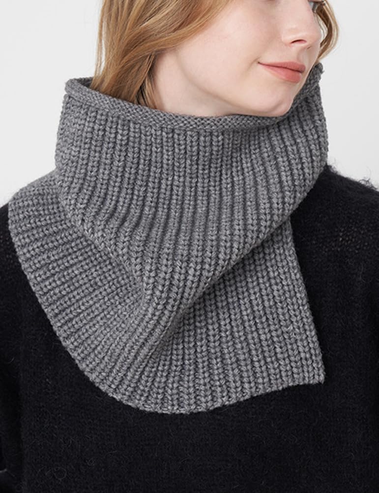 Molodo Neck Warmer Women Chunky Knitted Cowl Neck Winter Warm Cozy Soft Solid Fashion Versatile Scarf - Image 4