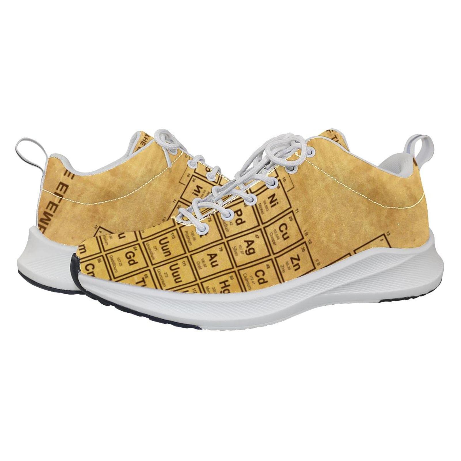 Scarpe da ginnastica uomo personalizzate Scarpe da passeggio leggere Running Sneakers Casual Atletiche Retro Tavola periodica educativa degli elementi, Multicolore, 37 EU