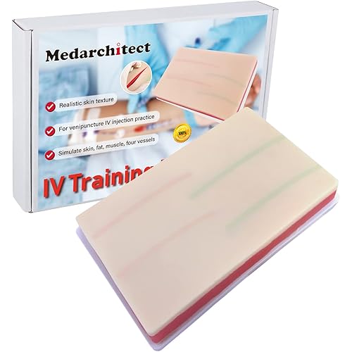 Medarchitect Venipuncture IV Injection Training Pad Model with 4 Veins Imbedded and 3 Skin Layers for Medical Students Doctors Nurses Practice