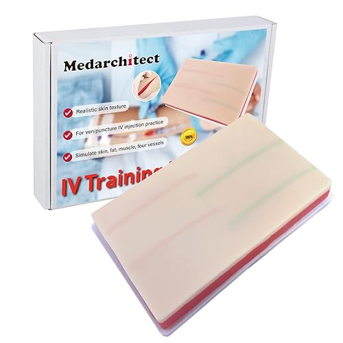 Medarchitect Venipuncture IV - Modelo de almohadilla de entrenamiento de inyección con 4 venas incrustadas y 3 capas de piel para estudiantes de