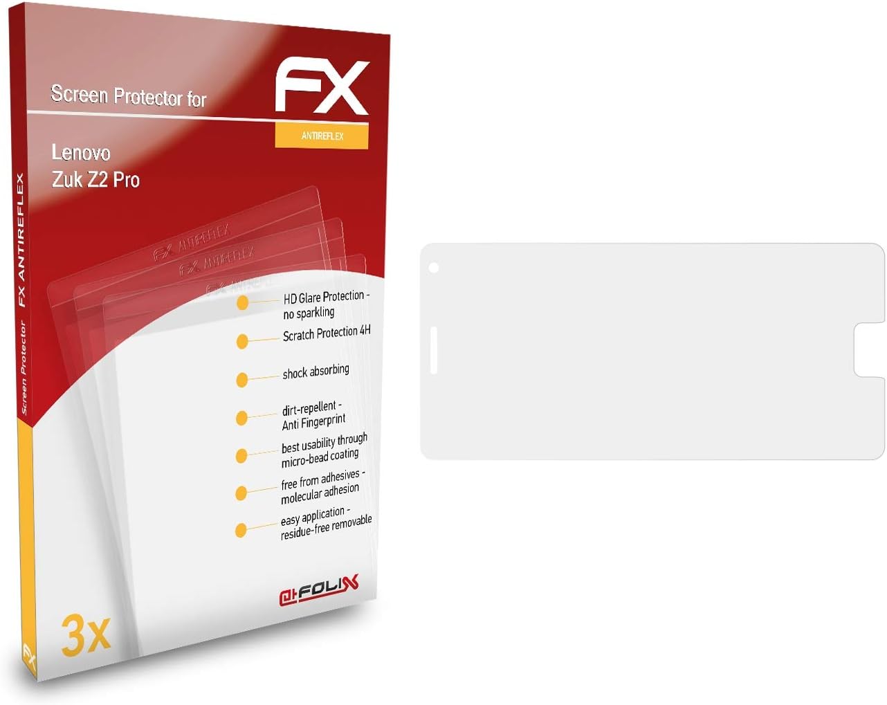 atFoliX Screen Protector Compatible with Lenovo Zuk Z2 Pro Screen Protection Film, Anti-Reflective and Shock-Absorbing FX Protector Film (3X)