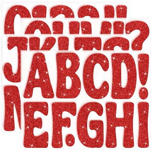 Image of Bulletin Board Letters 129 PCS Glitter Letter Stickers Large 4 Inch, Red