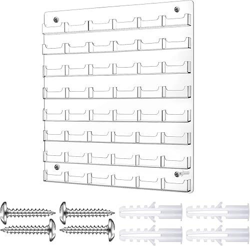 Hillban Soporte para tarjetas de visita de acrílico para montaje en pared, estante de exhibición de calcomanías transparentes, múltiples soportes