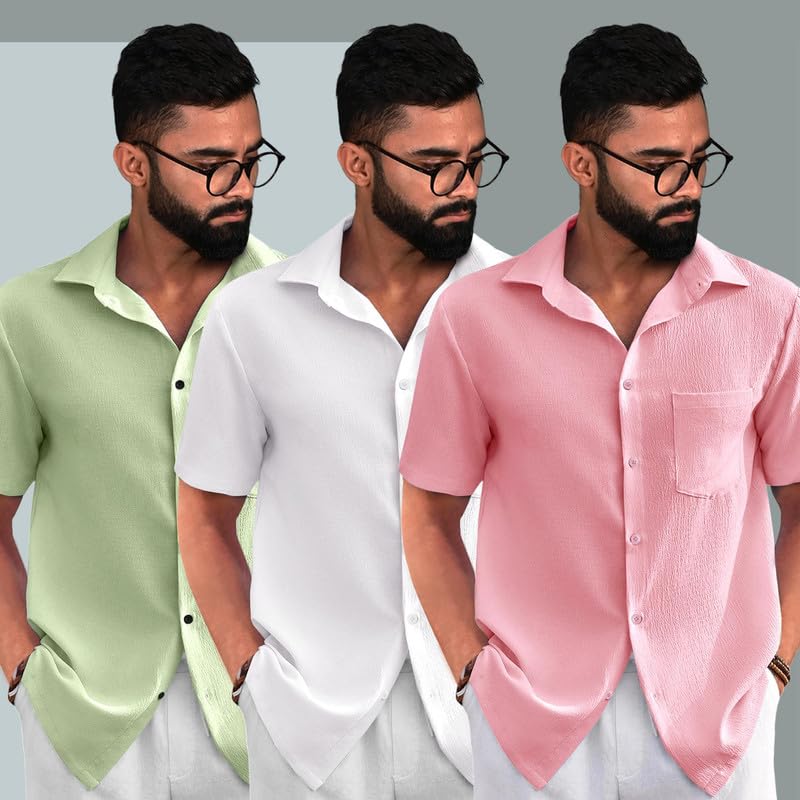 Image of Pinkmint Popcorn Regular Fit Half Sleeve Shirt for Men Combo Casual Shirt ll Sumeer Wear