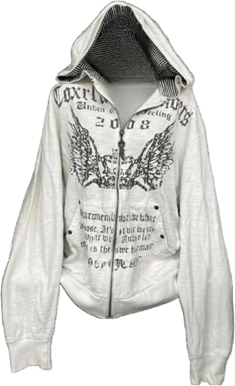 MANGMAO Oversized Emo Goth 2000s Graphic Hoodie Baggy Sweatshirts Y2k Grunge Zip Up Hoodie Women Men Streetwear Jacket
