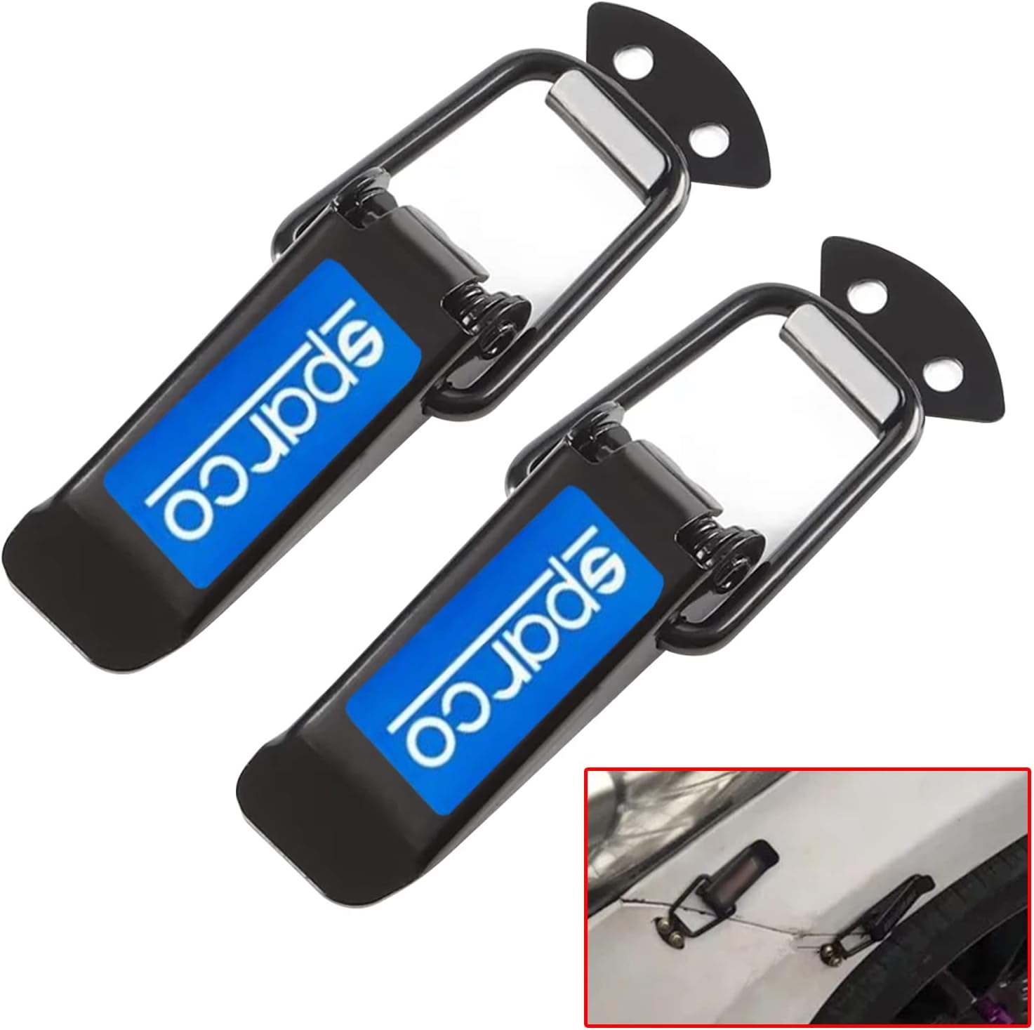 OTOROYS Car Bumper Security Hook Lock Clips Kit Quick Release Fasteners TRD Bumper Clips for Car Bumpers, Fenders, Trunk and Hatch Lids Compatible with All Cars (Set of 2) (SPARCO)