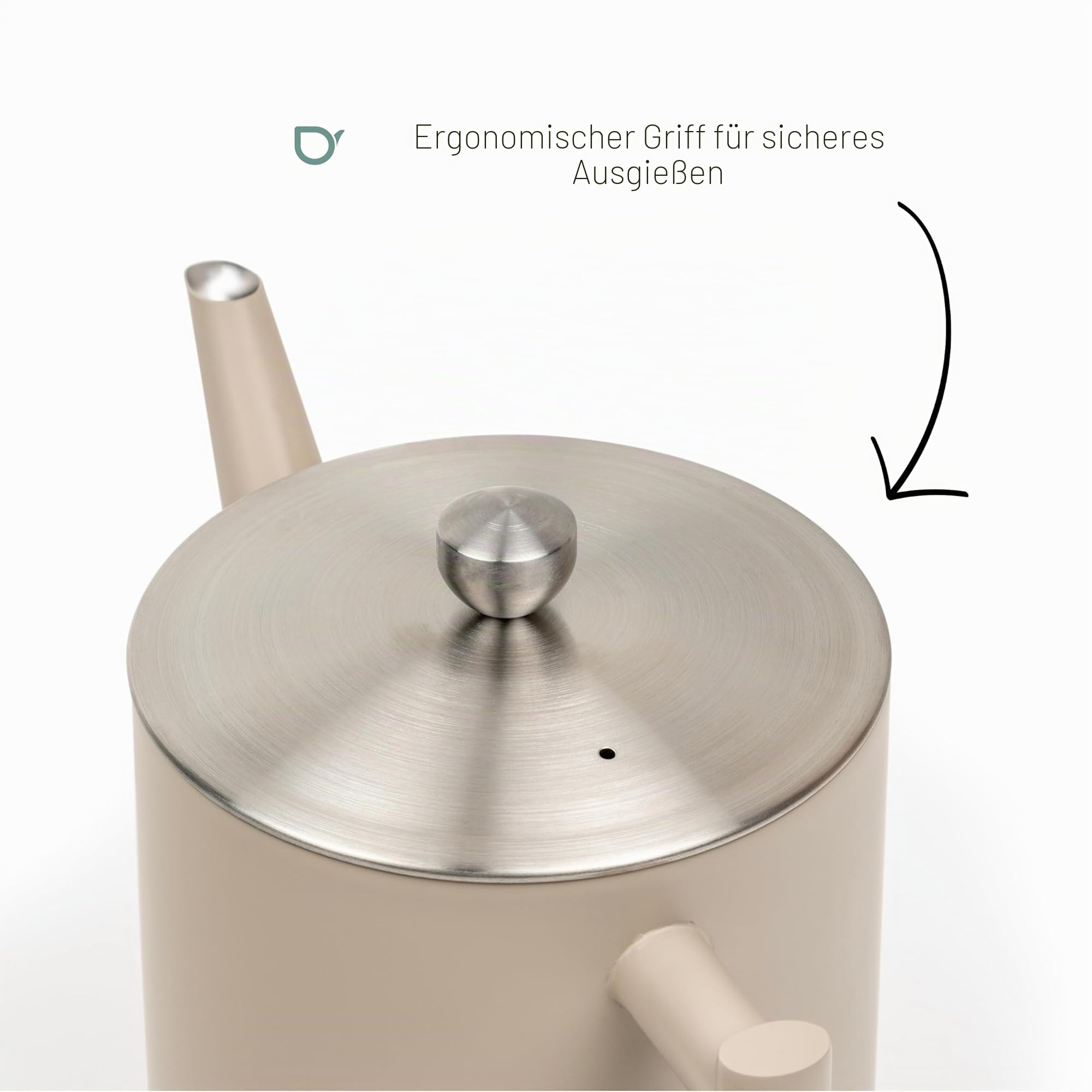 Bredemeijer große doppelwandige Edelstahl Teekanne 1.2 Liter - Edelstahlkanne in Schlammgrau - Kanne inklusive integriertes Teefilter-Sieb