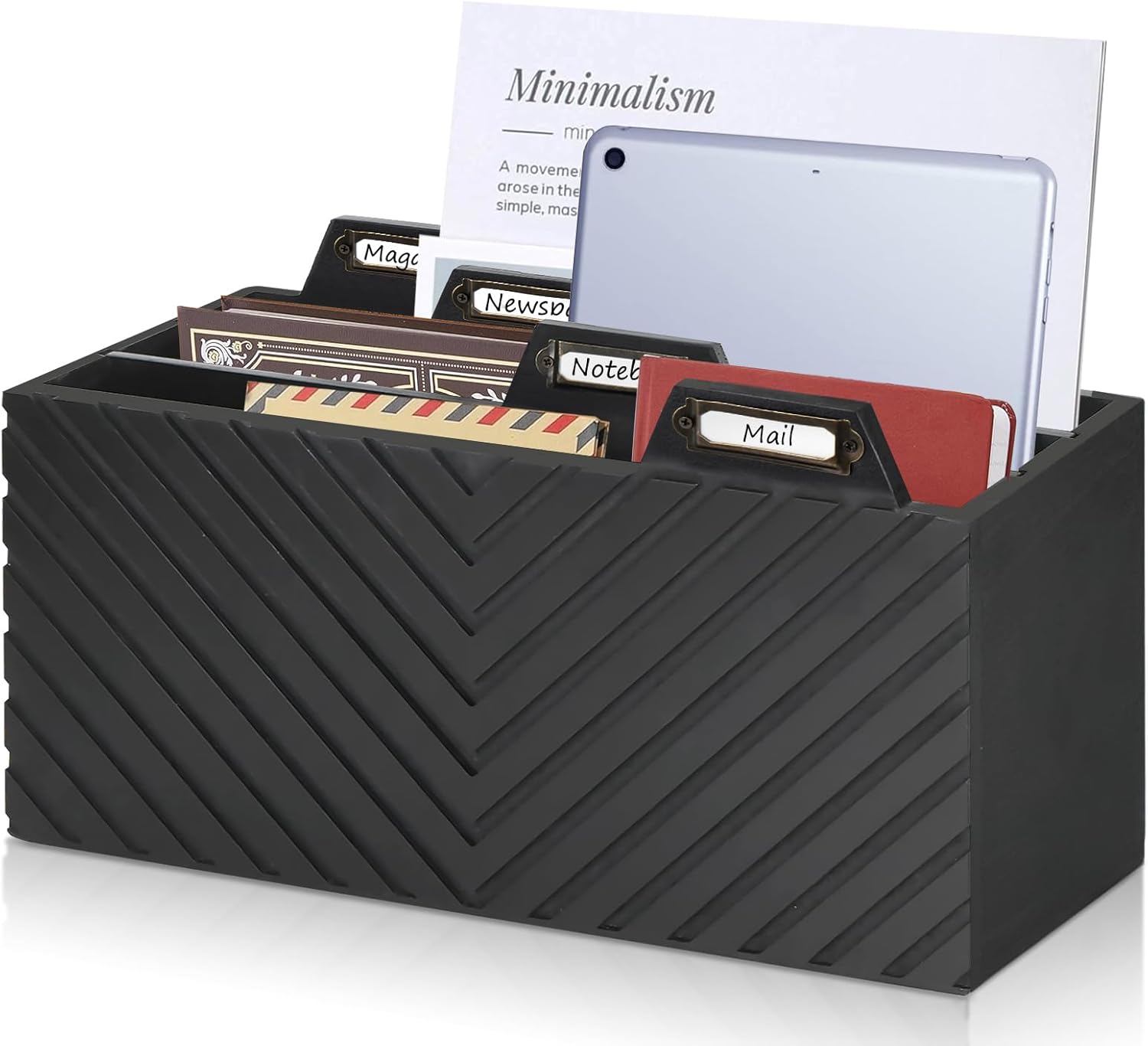 Wood Mail Organizer Countertop, Mail Holder with 3