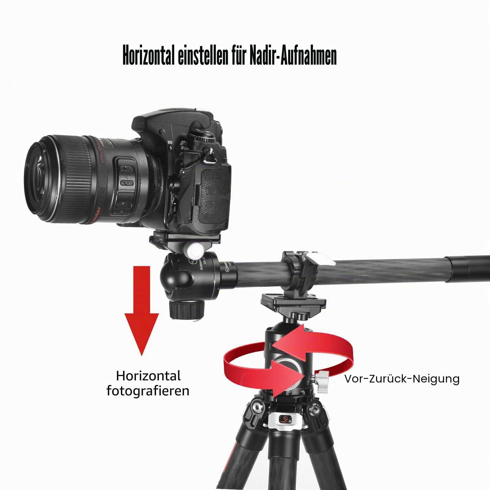 SUNWAYFOTO SEP-26 63 cm Gimbal Verlängerungsstange, 26 mm Kohlefaserrohr, 2 Abschnitte, Universalstange für Stativ und Stabilisator DSLR-Kamera