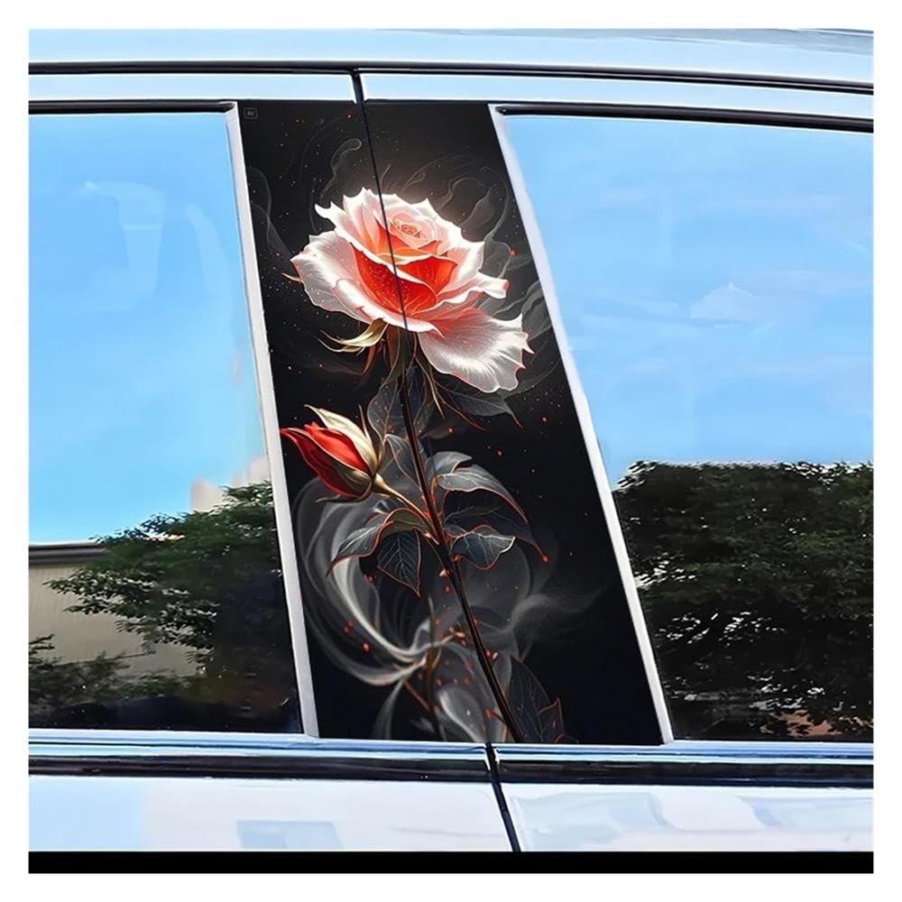 Body Parts 2pcs Car Door Pillar Decoration Sticker Rose Pattern Scratch Resistant Film