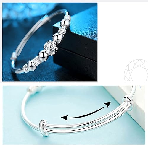 Miniatura 5 de Pulsera giratoria de cuentas de plata de ley 925 para mujer, para ansiedad, descomprimir libremente, herramientas abiertas, inspiraciones