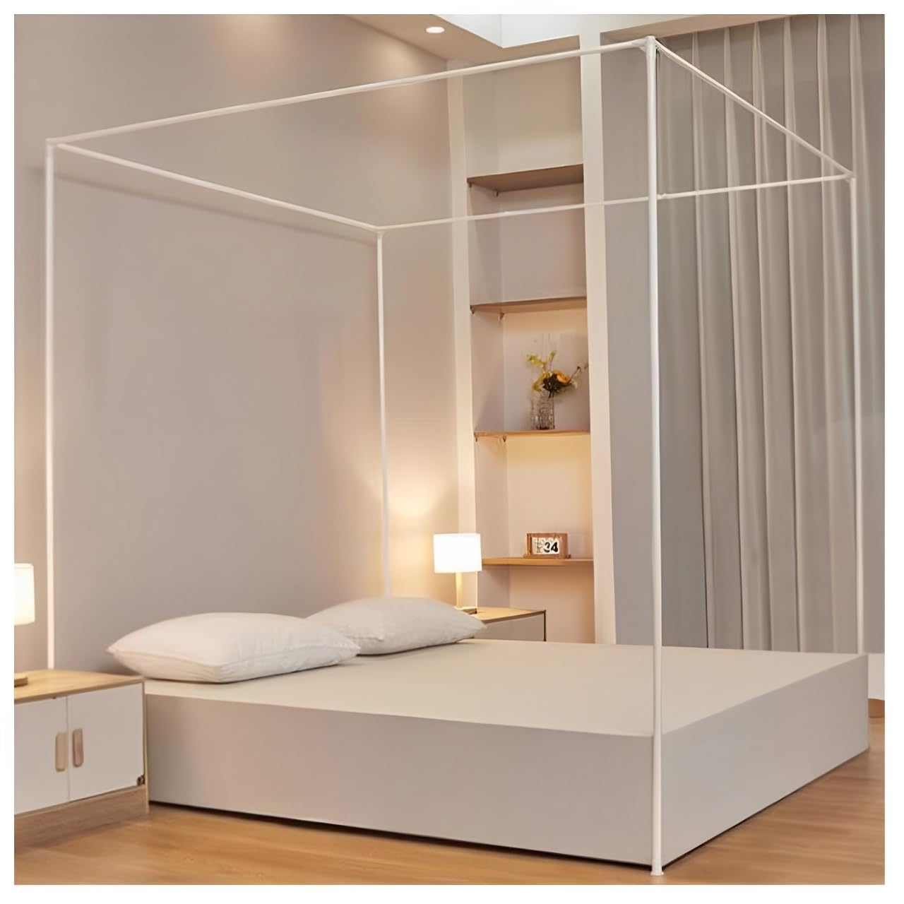 Himmelbett Moskitonetzhalter Vier Eckbett, Moskitonetz Halterung 4 Ecken Bettpfosten, Bettüberdachung Baldachin Rahmen Gestell Gestell for alle Größen Bett(180x200cm)