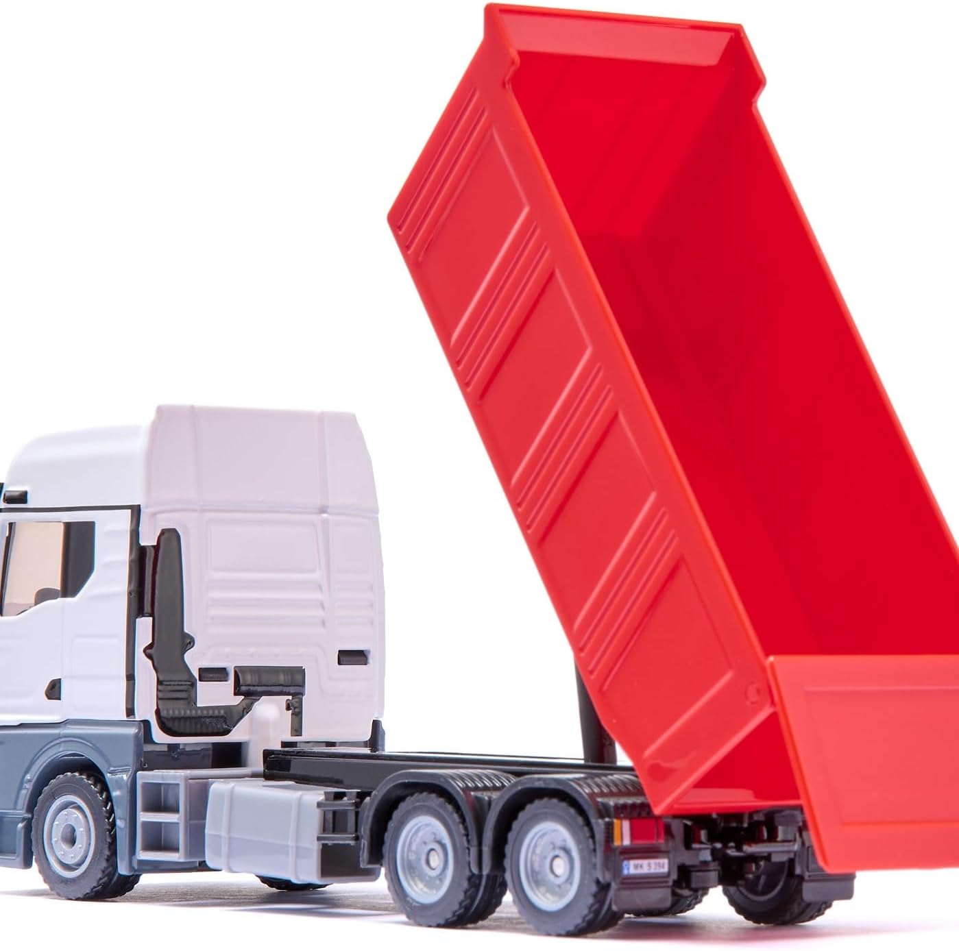 Siku 3518 Man Dump Truck, 1:50, Metal/Plastic, Red/White, Toy Truck for Kids, Tilting Trough, Robust Design
