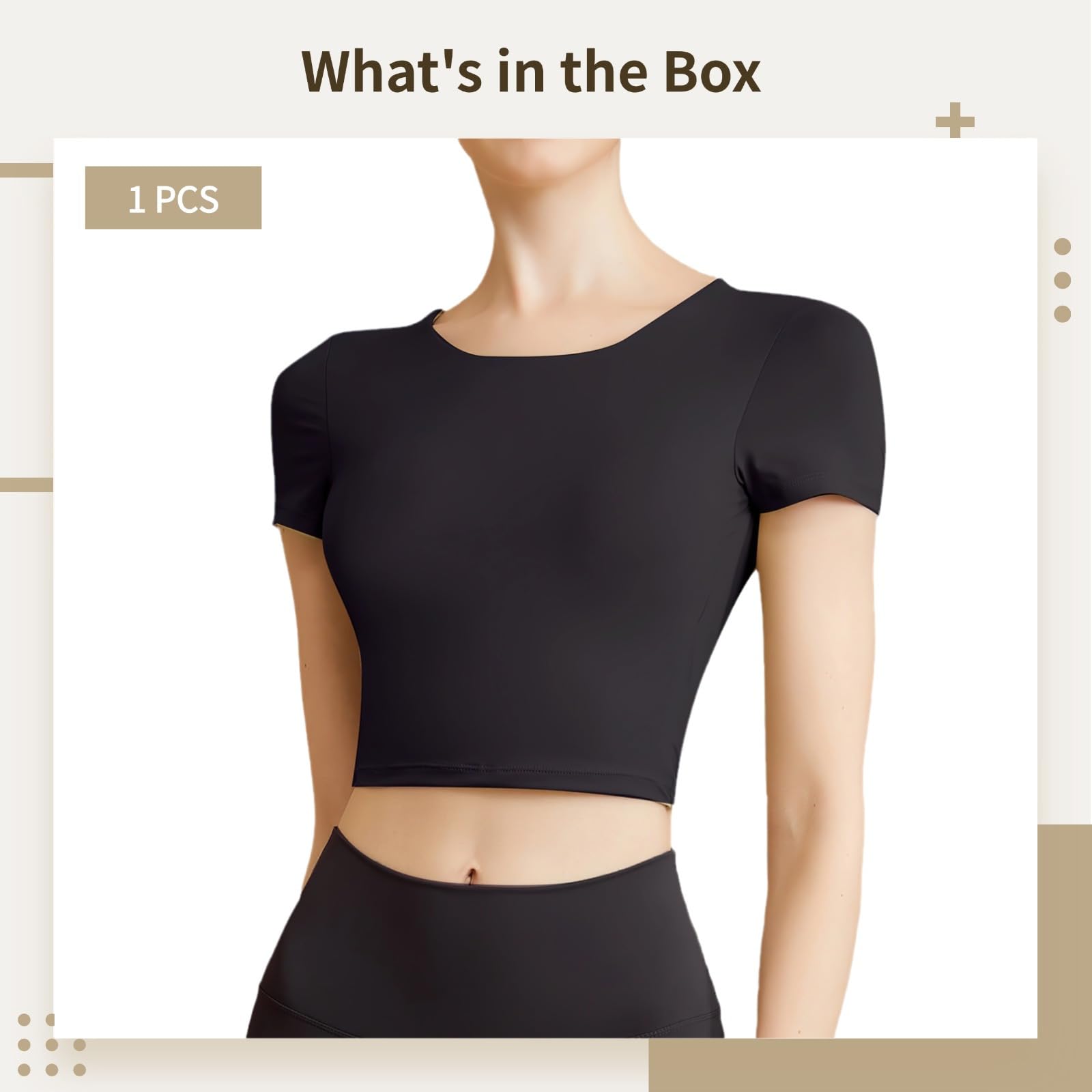 Haut de yoga à manches courtes avec soutien-gorge intégré, haut d'entraînement à dos ouvert pour femme, mélange de nylon et d'élasthanne, pour les entraînements de haute intensité, design idéal