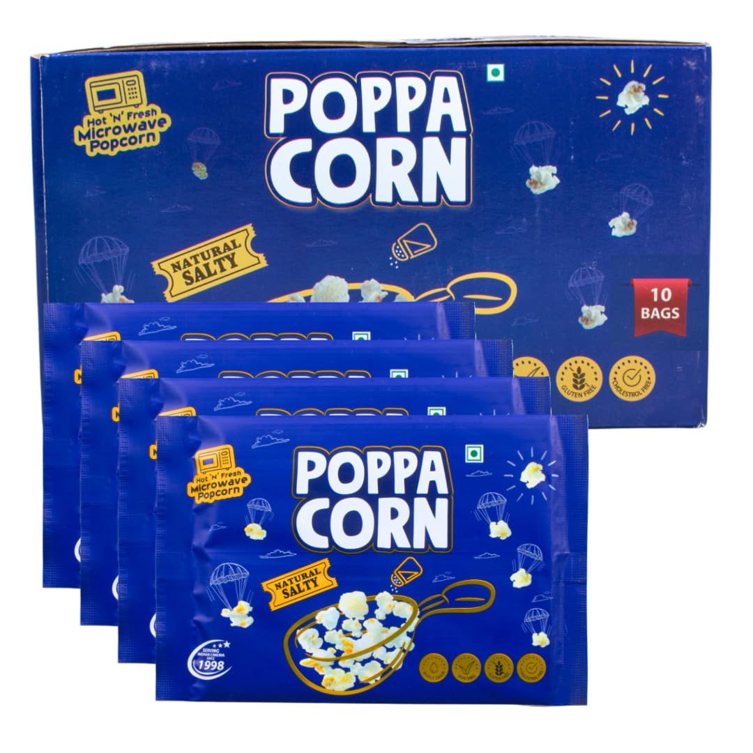 Poppacorn Microwave Popcorn 1000gms | Imported Raw Maize | Popcorn Kernels 100gx10 pouches | Ready to Cook | High Expansion | Homemade Healthy Snack | Golden Buttery Popcorn | Pack of 10 (1000g, Natural Salty)-image-22