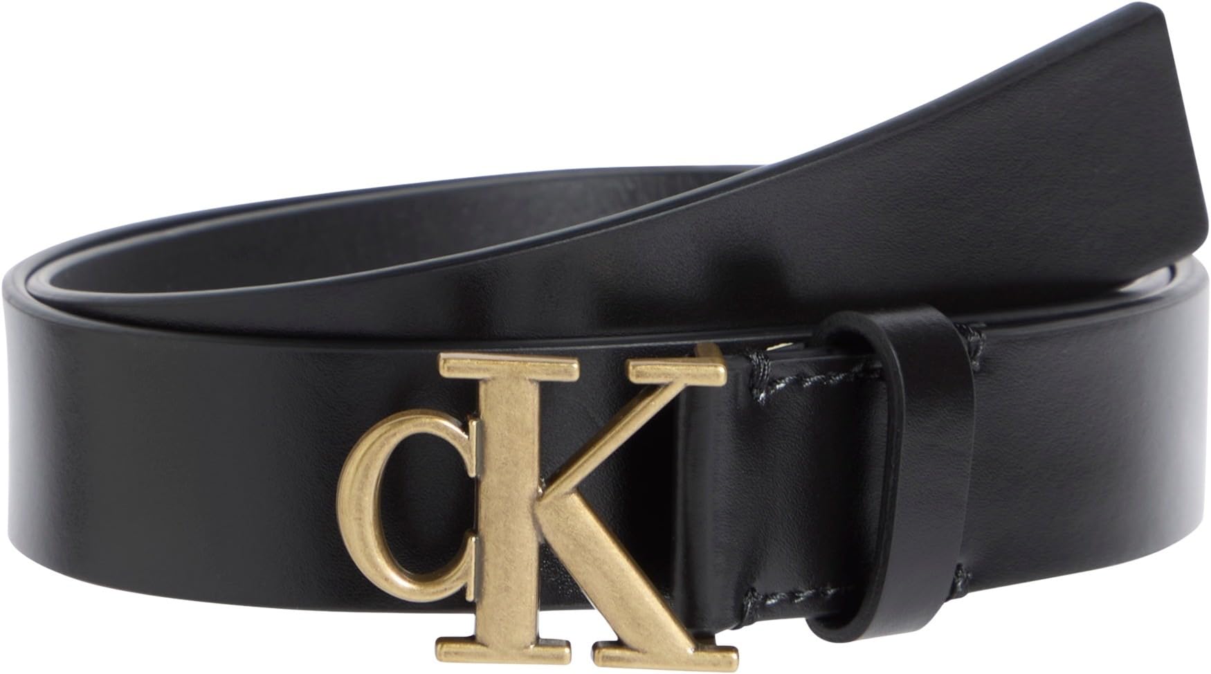 Calvin Klein Damen Gürtel Monogram Plaque Buckle 3,0 cm Ledergürtel