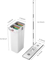 Vista 6 de Trapeador de piso plano y cubo con juego de escurridor, sistema de limpieza de piso manos libres, sistema de limpieza de piso de mopa de microfibra