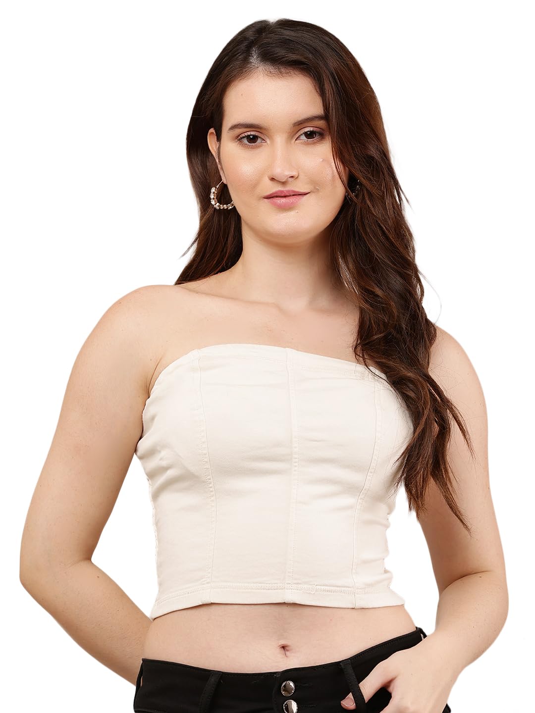 nobarr Women's Cotton Sleeveless with Off-Shoulder Cream Tube Top-picture-18
